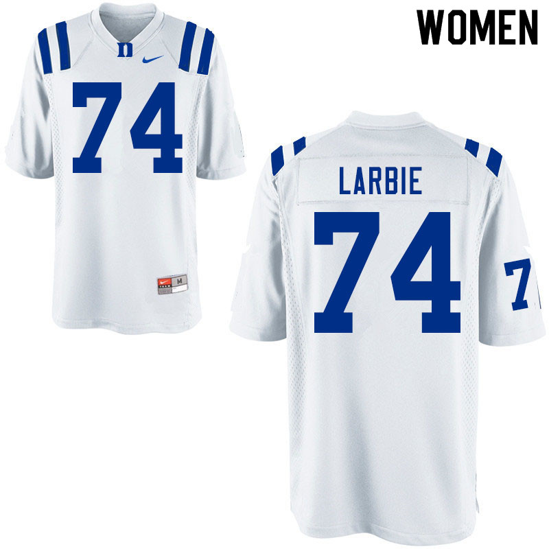 Women #74 Michael Larbie Duke Blue Devils College Football Jerseys Sale-White - Click Image to Close